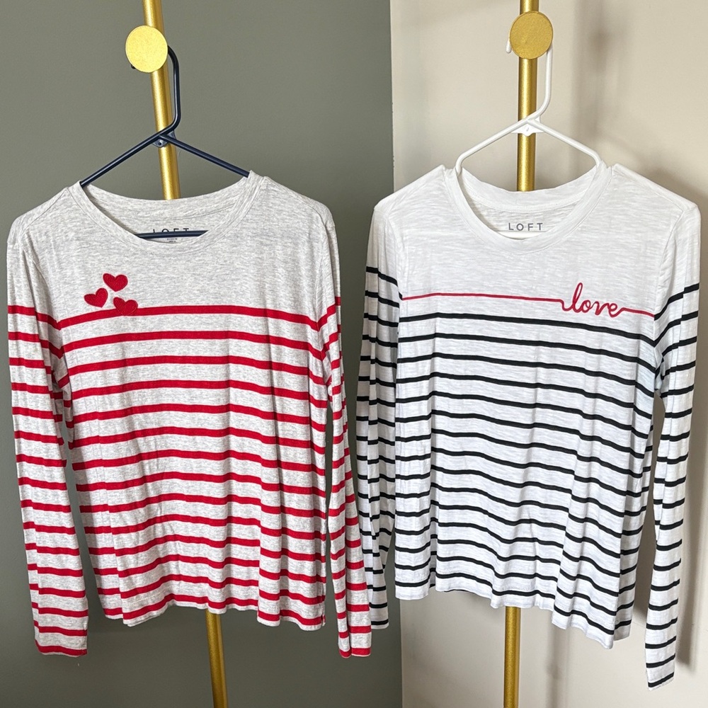 LOFT Striped Long Sleeve Shirts - Red and Black-Valentines Day ❤️❤️